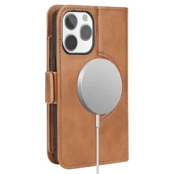 SaharaCase Folio Wallet MagSafe Phone Case for iPhone 15 Pro, Shock Absorbing, Brown (CP00468)