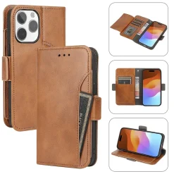 SaharaCase Folio Wallet MagSafe Phone Case for iPhone 15 Pro, Shock Absorbing, Brown (CP00468)