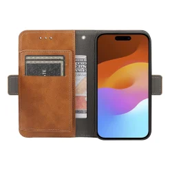 SaharaCase Folio Wallet MagSafe Phone Case for iPhone 15 Pro Max, Shock Absorbing, Brown (CP00481)