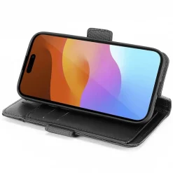 SaharaCase Folio Wallet MagSafe Phone Case for iPhone 15 Plus, Shock Absorbing, Black (CP00454)