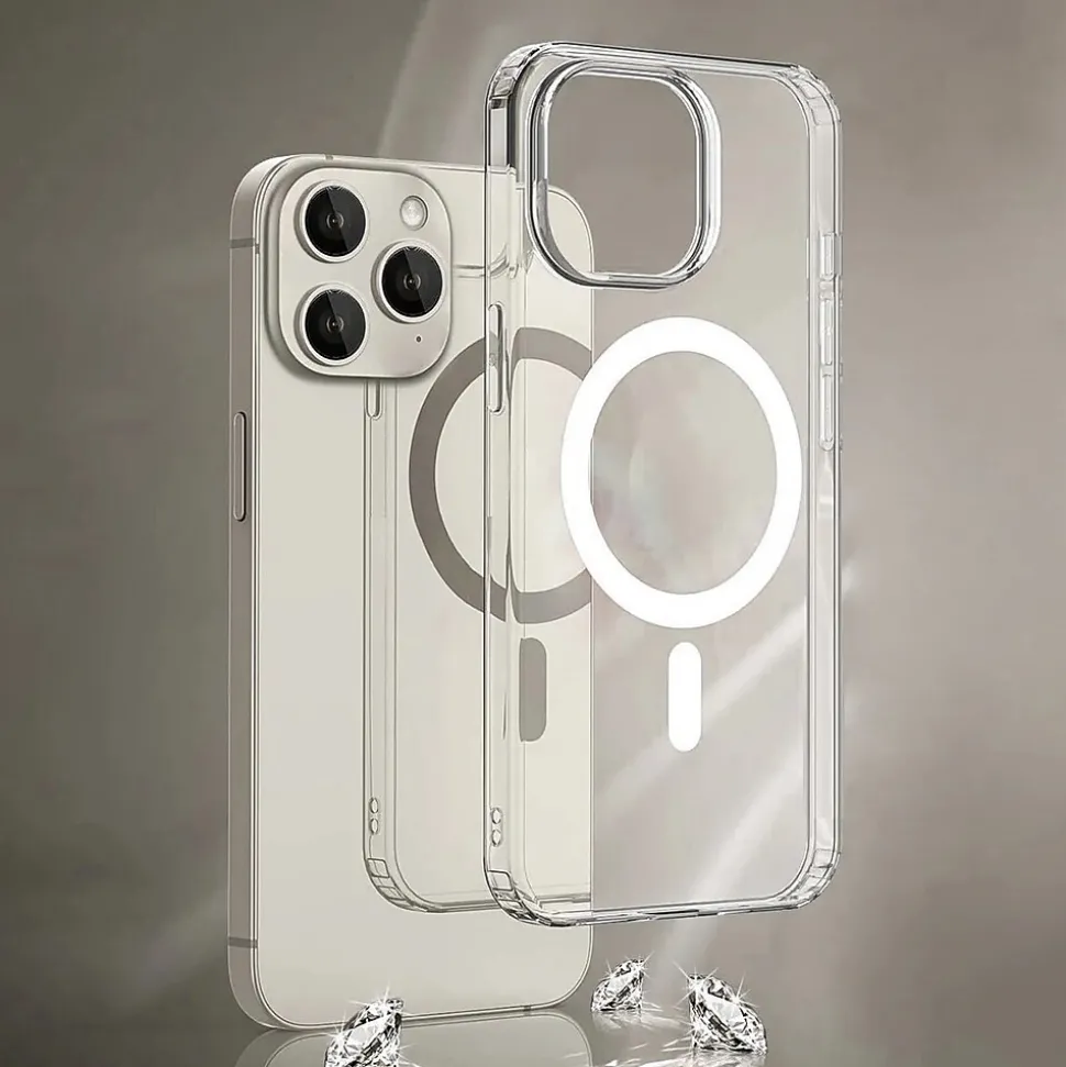 SaharaCase Hybrid-Flex Hard Shell MagSafe Case for iPhone 15 Pro Max, Shock Absorbing, Clear (CP00472)