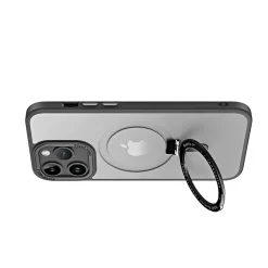 SaharaCase Hybrid-Flex Kickstand MagSafe Phone Case for iPhone 15 Pro Max, Shock Absorbing, Clear Black (CP00483)