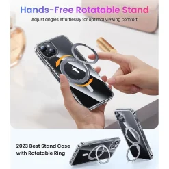 SaharaCase Hybrid-Flex Kickstand MagSafe Phone Case for iPhone 15 Plus, Shock Absorbing, Clear (CP00451)