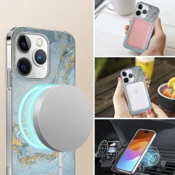 SaharaCase MagSafe Phone Case for iPhone 15 Pro Max, Shock Absorbing, Blue Marble (CP00475)