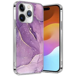 SaharaCase Purple Marble Case, Tempered Glass Screen and Camera Protector for iPhone 15 Pro Max (CP474ZD128ZD131)