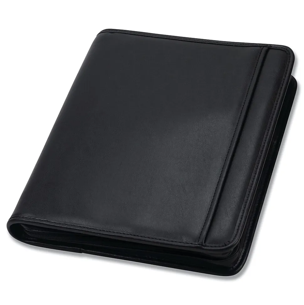 Samsill Professional Faux Leather Portfolio Case with Zipper Closure, Black (SAM15650)