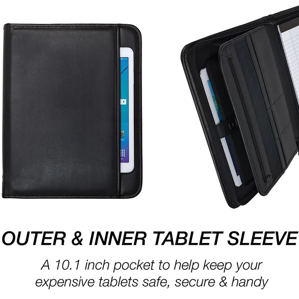 Samsill Professional Leather Padfolio/Notepad, Black (70820)