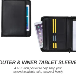 Samsill Professional Leather Padfolio/Notepad, Black (70820)