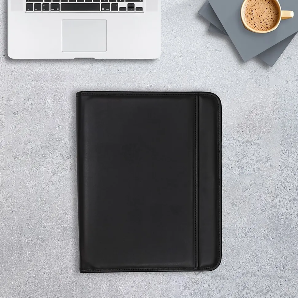 Samsill Professional Leather Padfolio/Notepad, Black (70820)