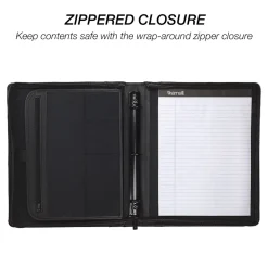 Samsill Regal Genuine Leather Zippered Padfolio, Black (15540)