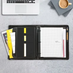 Samsill Regal Genuine Leather Zippered Padfolio, Black (15540)