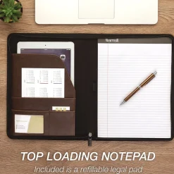 Samsill Vintage Plastic Padfolio with Zipper Closure, Dark Brown (SAM70836)