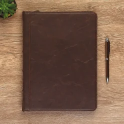 Samsill Vintage Plastic Padfolio with Zipper Closure, Dark Brown (SAM70836)