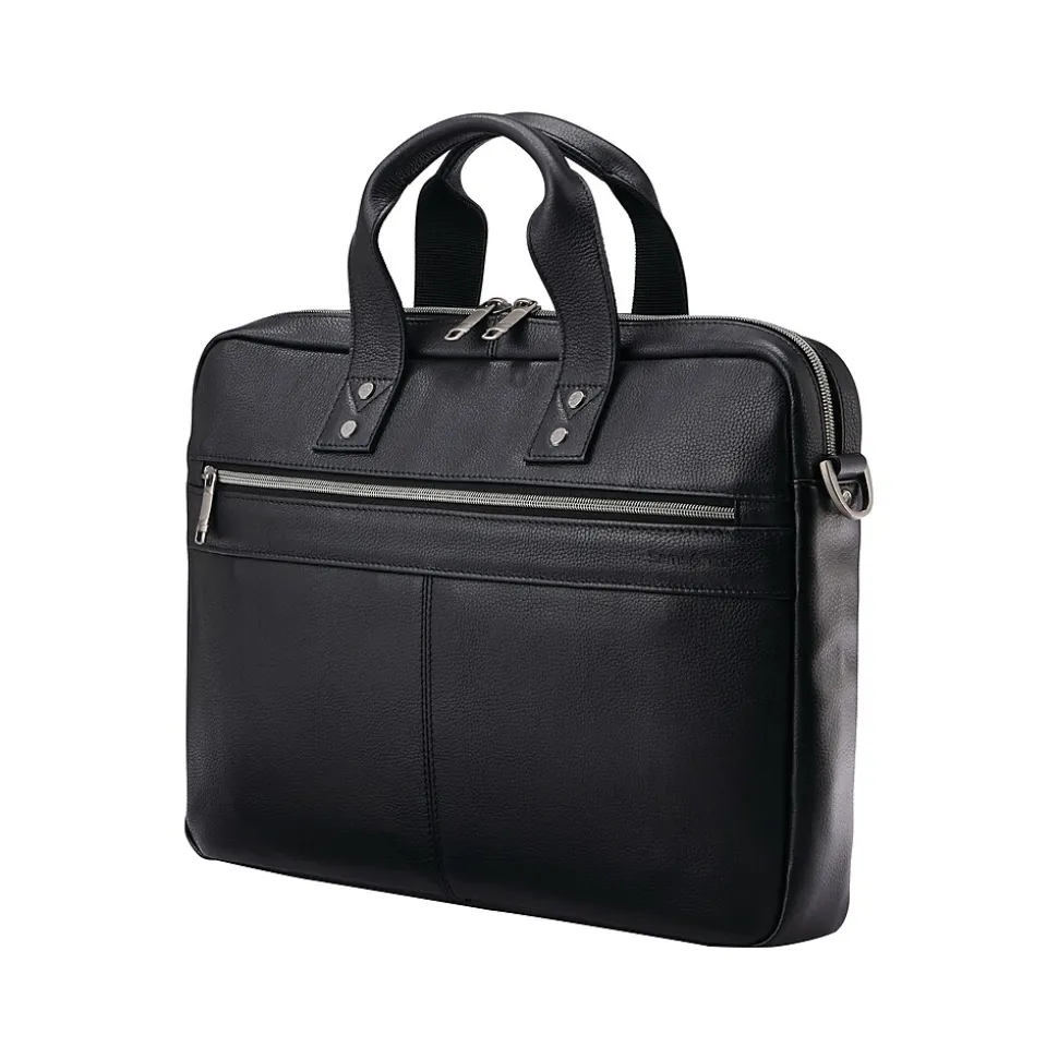 Samsonite Classic Laptop Briefcase, Black Leather (126038-1041)