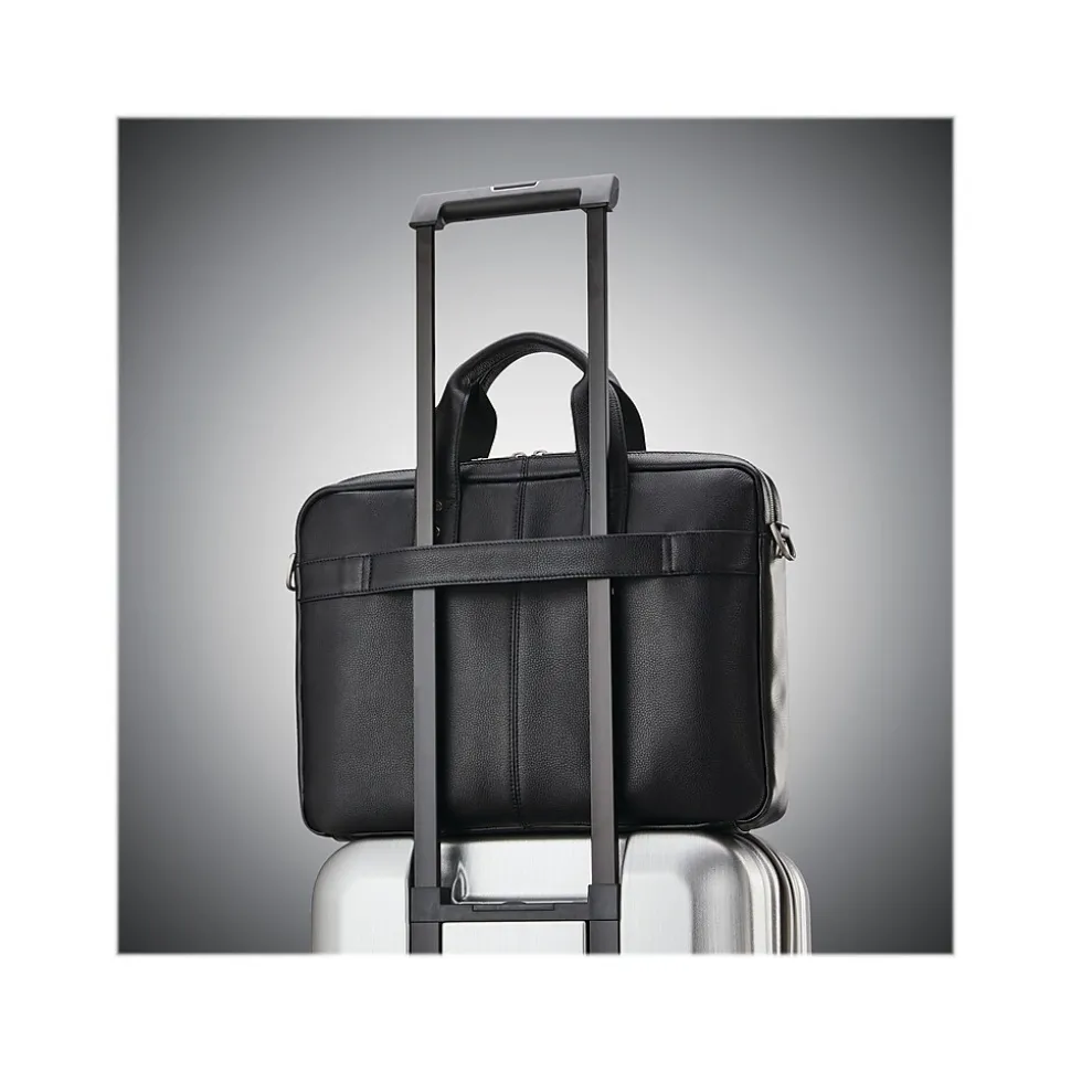 Samsonite Classic Laptop Briefcase, Black Leather (126038-1041)