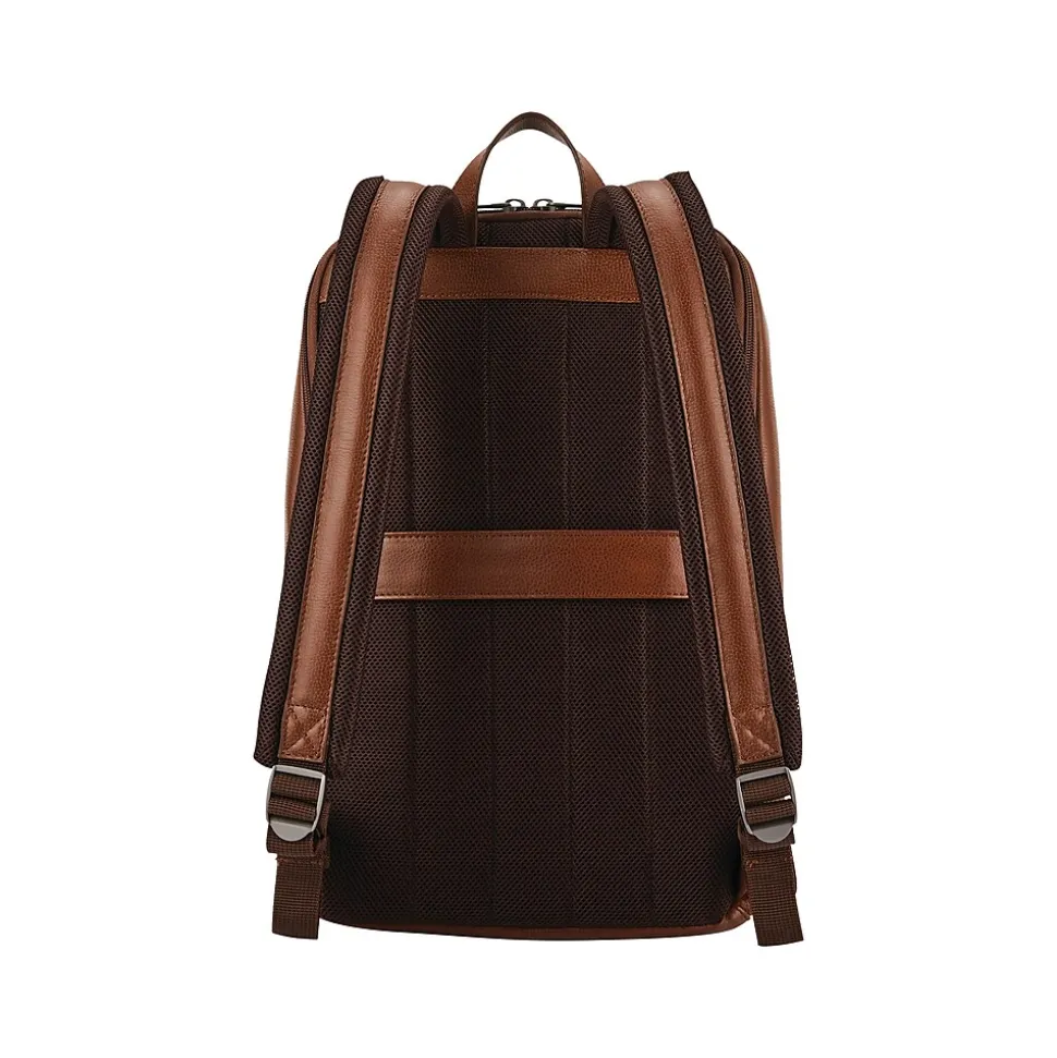 Samsonite Classic Leather Laptop Backpack, Solid, Cognac (126036-1221)
