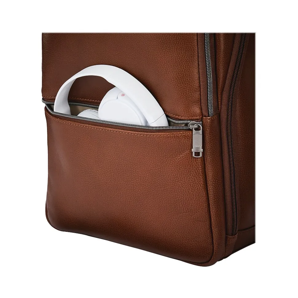 Samsonite Classic Leather Laptop Backpack, Solid, Cognac (126036-1221)