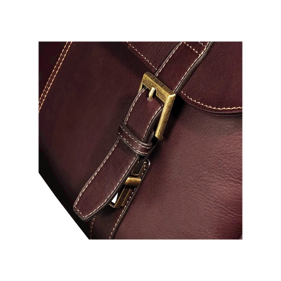 Samsonite Flapover Double Gusset Laptop Briefcase, Brown Leather (45798-1139)