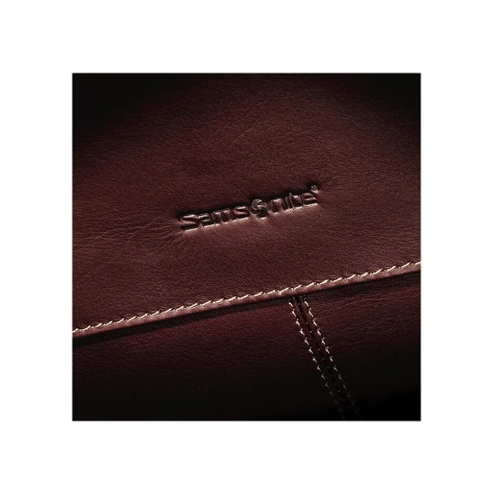Samsonite Flapover Double Gusset Laptop Briefcase, Brown Leather (45798-1139)