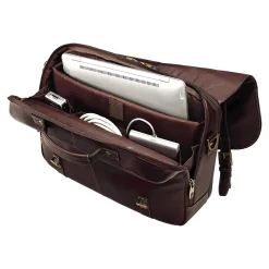 Samsonite Flapover Double Gusset Laptop Briefcase, Brown Leather (45798-1139)