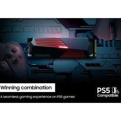 Samsung 990 PRO with Heatsink 2TB M.2 PCIe 4.0 NVMe Internal Solid-State Drive, V-NAND (MZ-V9P2T0CW)