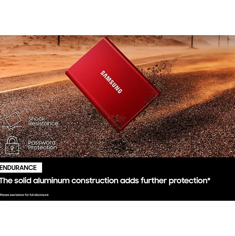 Samsung T7 2TB USB 3.2 Portable Solid State Drive, Blue (MU-PC2T0H/AM)