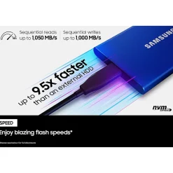 Samsung T7 1TB USB 3.2 Portable Solid State Drive, Gray (MU-PC1T0T/AM)