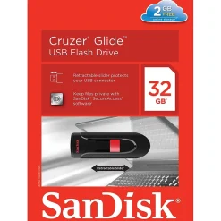 SanDisk Cruzer Glide 32GB USB 2.0 Type A Flash Drive, Black/Red (SDCZ60-032G-A46)