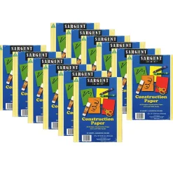 Sargent Art® Construction Paper Pack, 9" x 12", Assorted Colors, 50 Sheets Per Pack, 12 Packs (SAR234001-12)