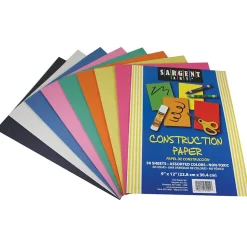 Sargent Art® Construction Paper Pack, 9" x 12", Assorted Colors, 50 Sheets Per Pack, 12 Packs (SAR234001-12)