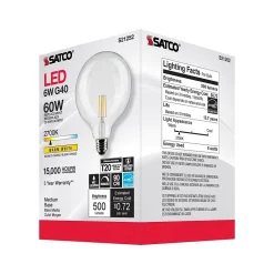 Satco Lighting 6-Watt Warm White LED Decorative Bulb, 6/Carton (S21252)