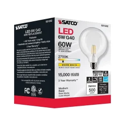Satco Lighting 6-Watt Warm White LED Decorative Bulb, 6/Carton (S21252)