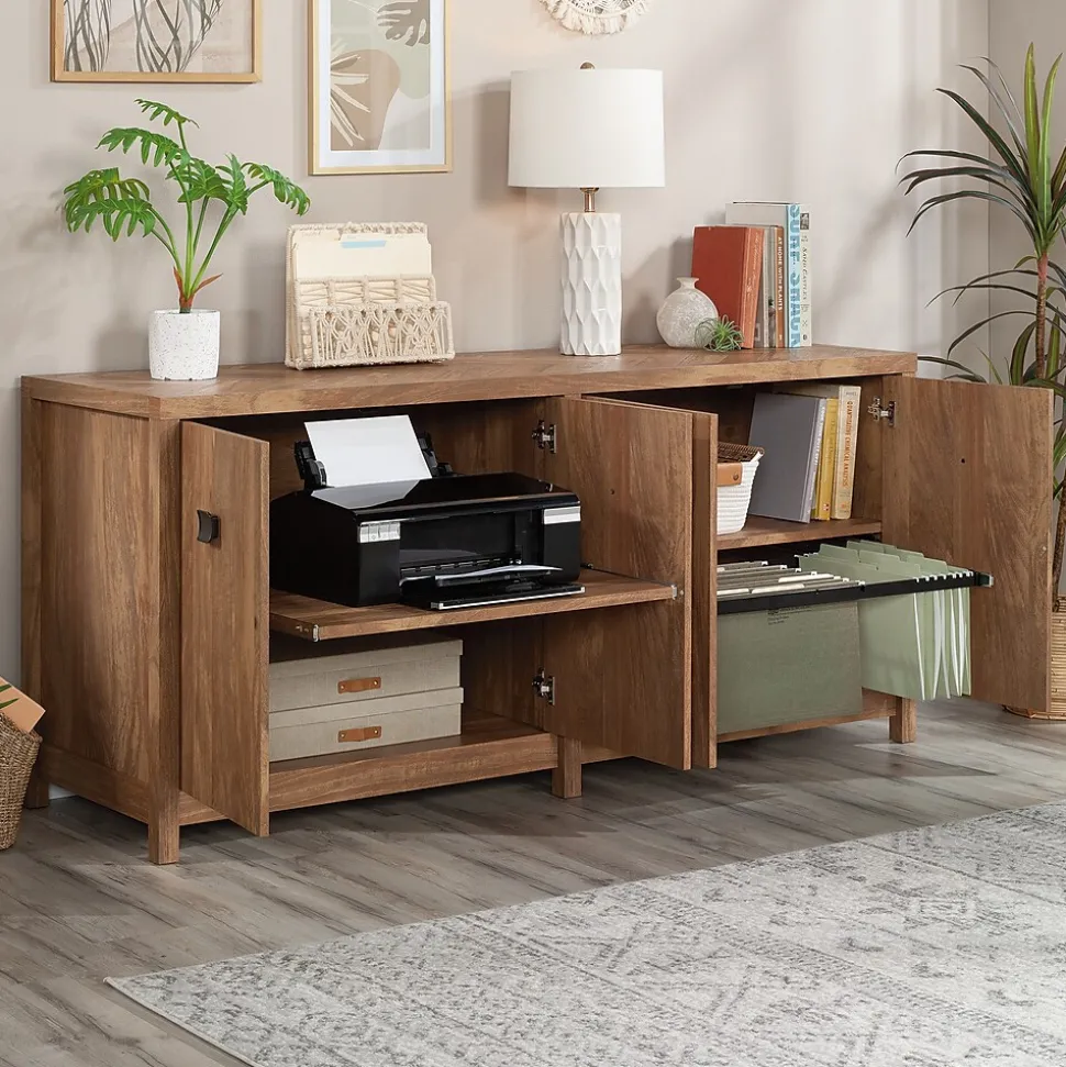 Sauder Cannery Bridge 30"H Storage Credenza with 2 Shelves, Sindoori Mango (429513)