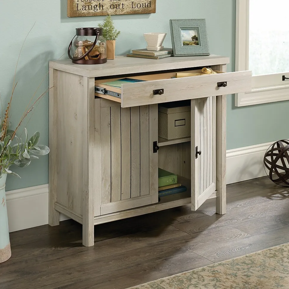 Sauder Costa 30"H Storage Cabinet with 2 Shelves, Chalked Chestnut (419960)