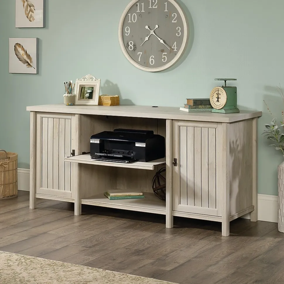 Sauder Costa 30"H Storage Credenza with 3 Shelves, Chalked Chestnut (419959)