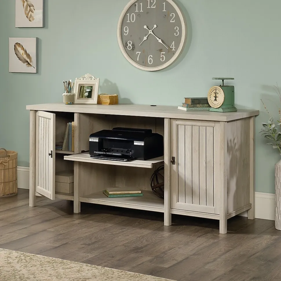 Sauder Costa 30"H Storage Credenza with 3 Shelves, Chalked Chestnut (419959)