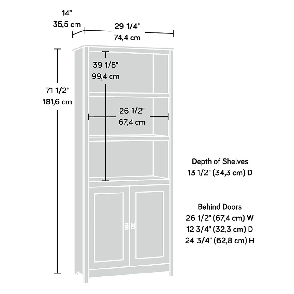 Sauder Cottage Road 71"H 5-Shelf Bookcase with Adjustable Shelves, Mystic Oak (422476)