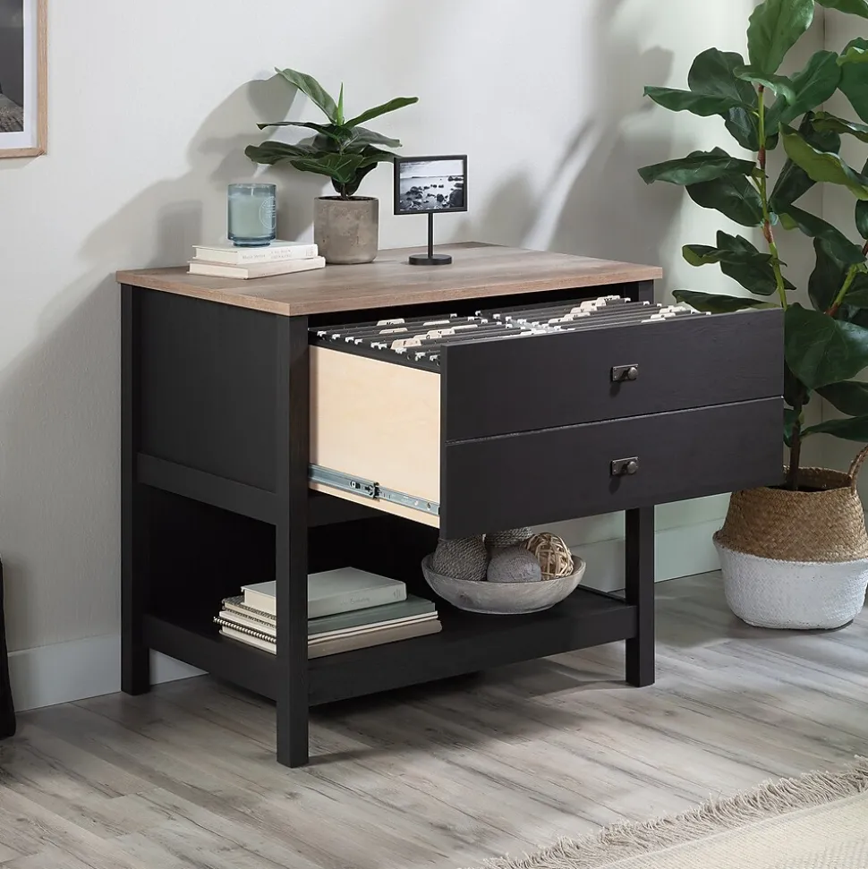 Sauder Cottage Road Lateral File Cabinet, Letter/Legal Size, 30"H x 32"W x 22"D, Raven Oak (431263)