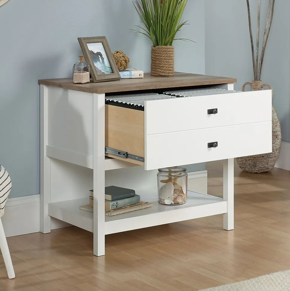 Sauder Cottage Road Lateral File Cabinet, Letter/Legal Size, 30"H x 32"W x 22"D, Soft White (427307)