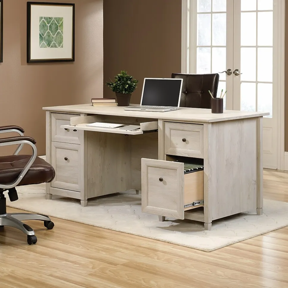 Sauder Edge Water Executive Desk, Chalked Chestnut (418795)