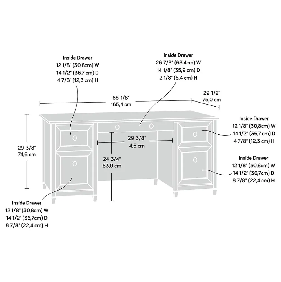 Sauder Edge Water Executive Desk, Chalked Chestnut (418795)