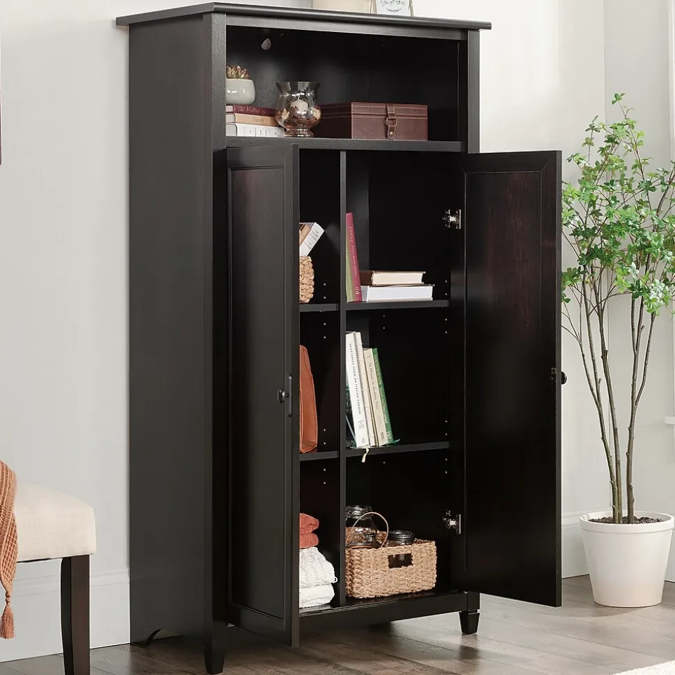 Sauder Edge Water 60"H Storage Cabinet with 5 Shelves, Estate Black (434815)