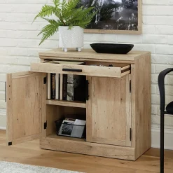 Sauder Mason Peak 30"H Storage Cabinet with 2 Shelves, Prime Oak (427835)