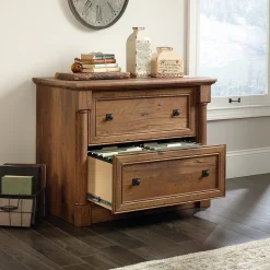 Sauder Palladia 2-Drawer Lateral File Cabinet, Letter/Legal Size, 30"H x 37"W x 22"D, Vintage Oak (420607)