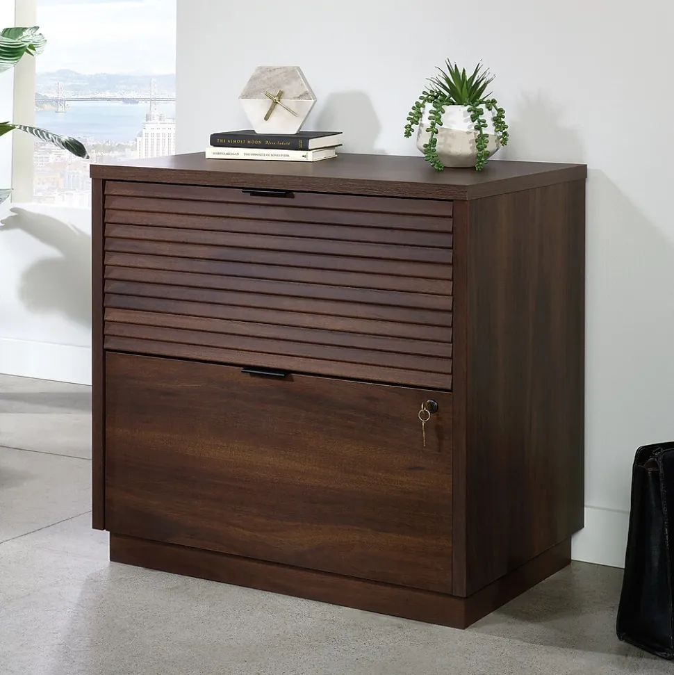 Sauder Palo Alto Commercial 2-Drawer Lateral File Cabinet, Letter/Legal Size, Lockable, 31"W x 19"D, Spiced Mahogany (427822)