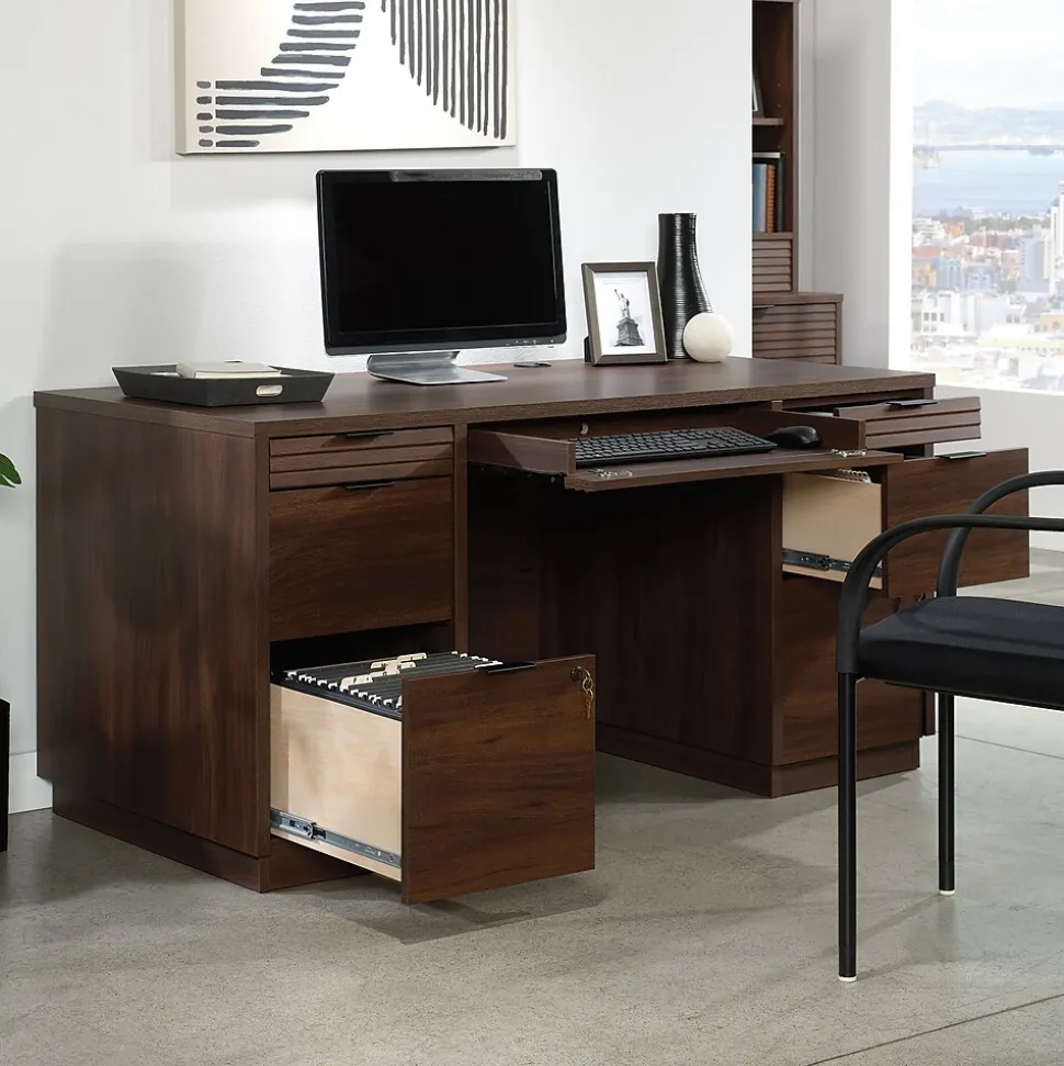 Sauder Palo Alto 59"W Executive Desk, Spiced Mahogany (427792)