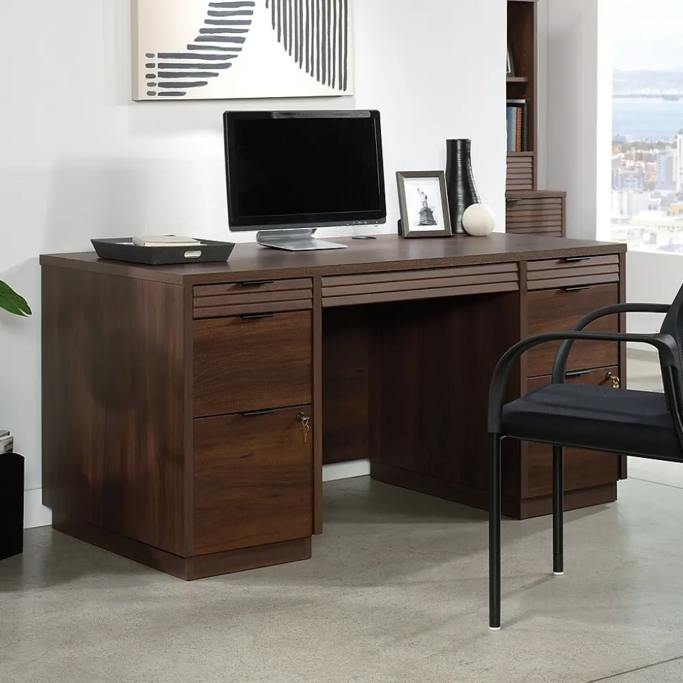 Sauder Palo Alto 59"W Executive Desk, Spiced Mahogany (427792)