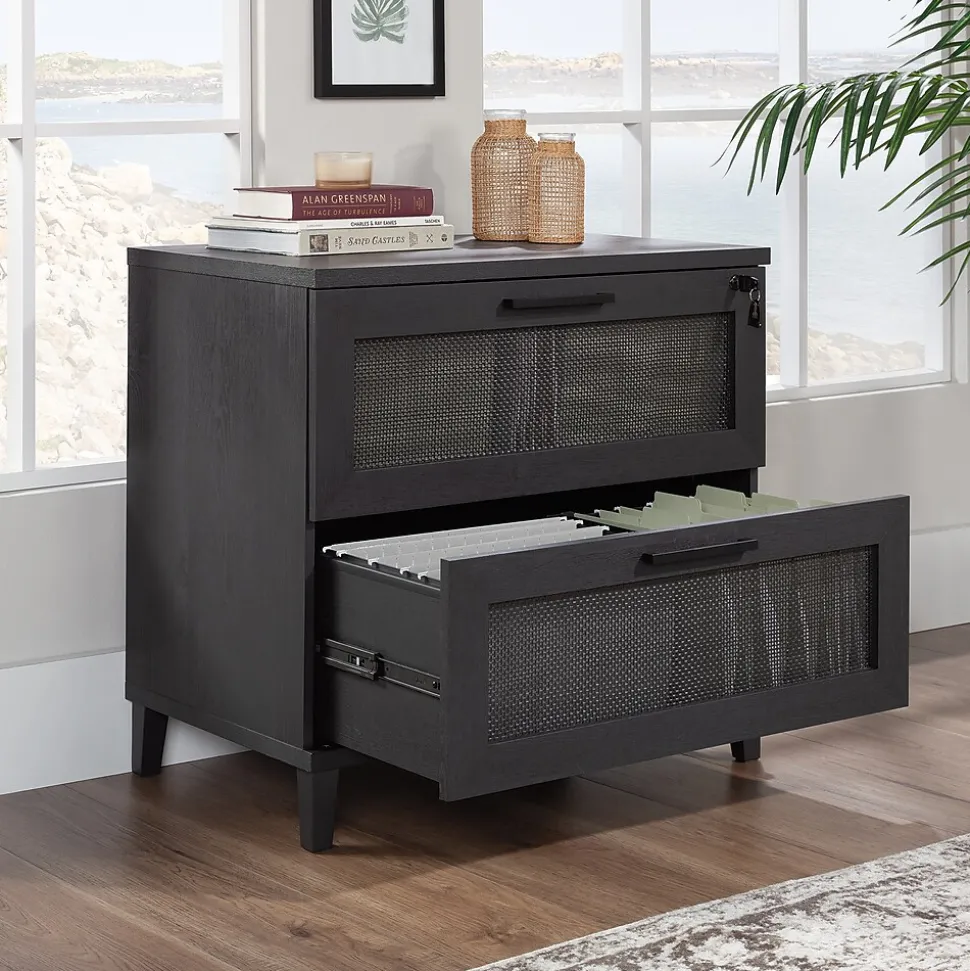 Sauder Tiffin Line Commercial 2-Drawer Lateral File Cabinet, Letter/Legal Size, Lockable, 31"W x 20"D, Raven Oak (433269)