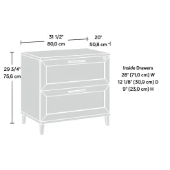 Sauder Tiffin Line Commercial 2-Drawer Lateral File Cabinet, Letter/Legal Size, Lockable, 31