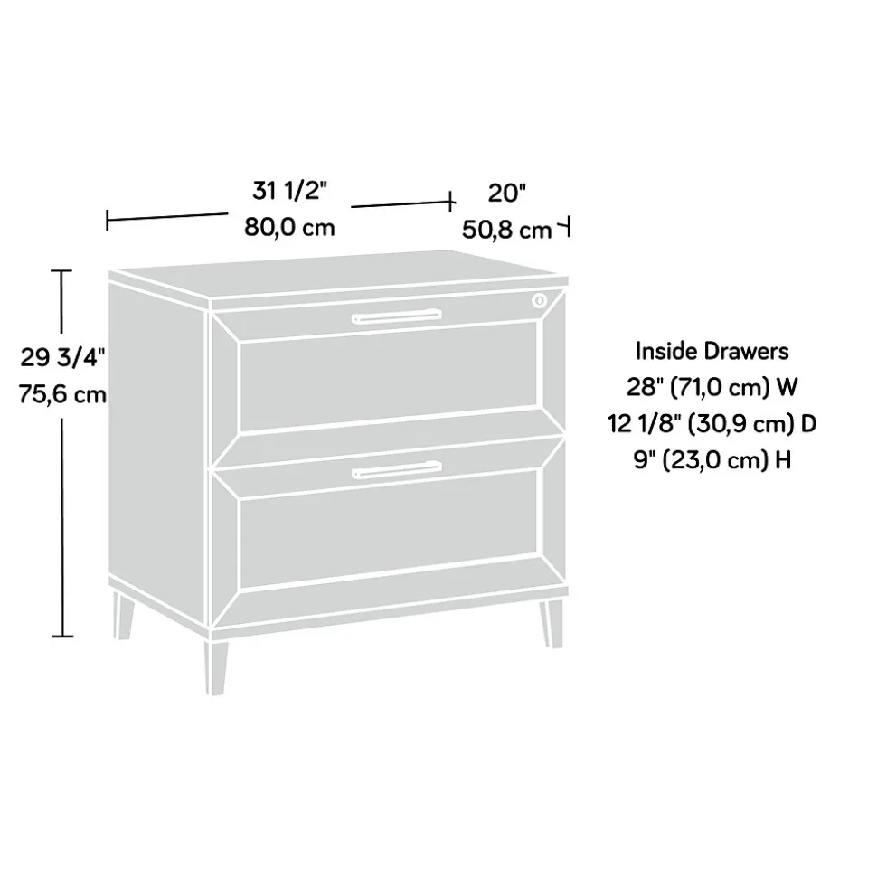 Sauder Tiffin Line Commercial 2-Drawer Lateral File Cabinet, Letter/Legal Size, Lockable, 31"W x 20"D, Raven Oak (433269)